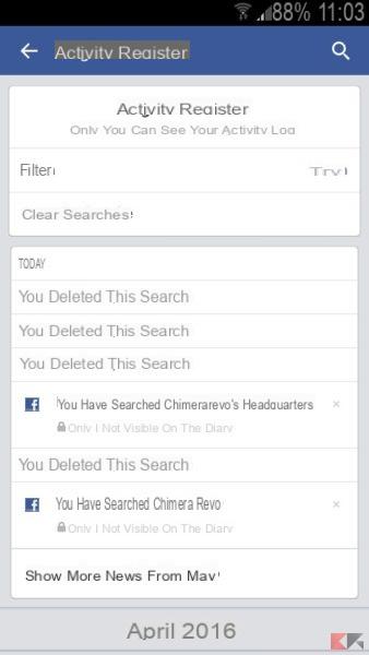 How to clear Facebook history (search bar)