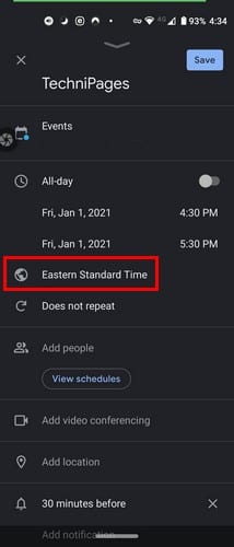 Google Calendar: how to add a different time zone