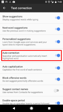 Google Pixel: activate / deactivate automatic correction
