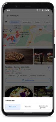 Google Maps: how to find food sites to take away easily