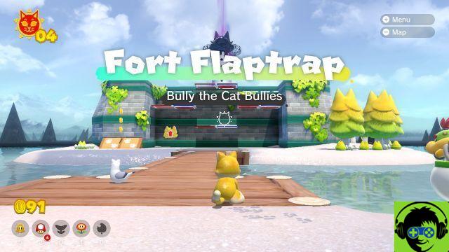 Mario 3D World: Bowser Fury - Como fazer todos os gatos brilharem | Guia 100% Fort Flaptrap
