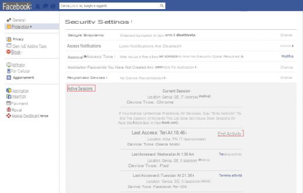 Facebook: how to see if someone has logged into our account