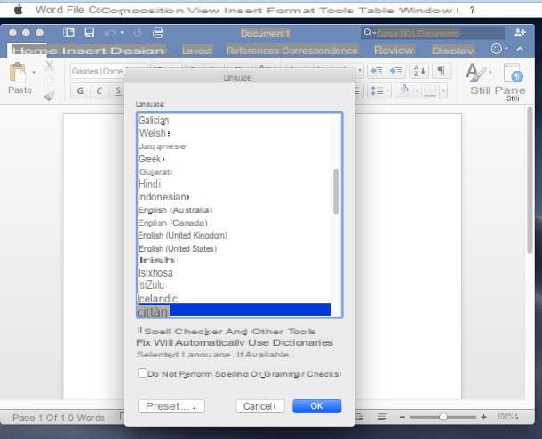 How to change language in Word