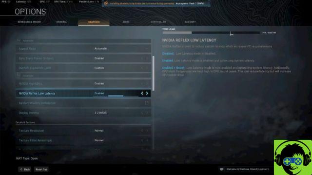 Cómo activar Nvidia Reflex en Call of Duty Warzone