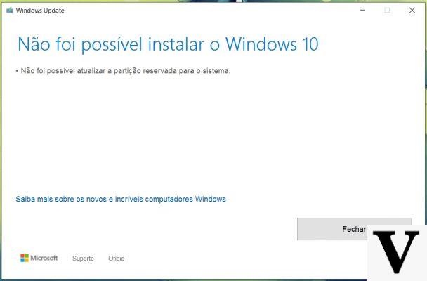 Solução: Instale o Windows 10, não é possível atualizar a partição reservada do sistema
