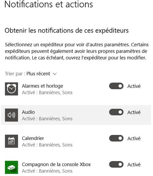 Desligue as notificações sonoras no Windows 10