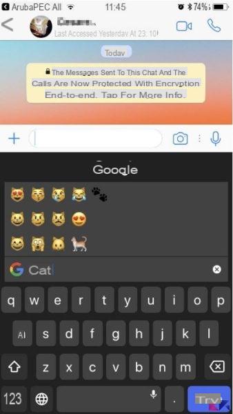 Search for emoticons on WhatsApp by typing the name