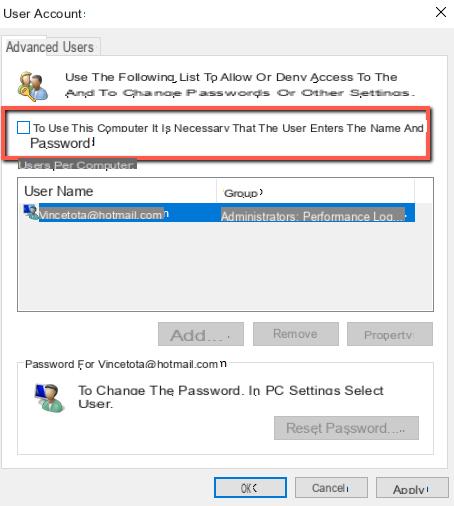 Como remover a senha do PC com Windows 10 -