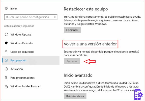 Windows 10 20H2, how to go back to previous versions