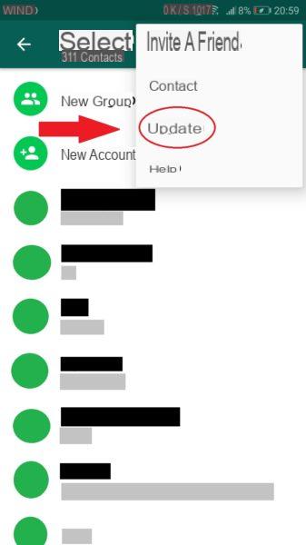 Come aggiornare i contatti WhatsApp