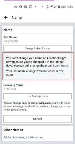 Facebook: how to change your name