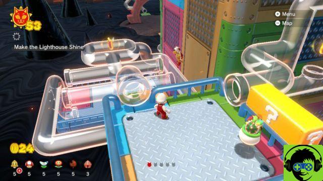 Super Mario 3D World: Bowser Fury - Como fazer todos os gatos brilharem | Guia 100% da torre do caminho do tubo