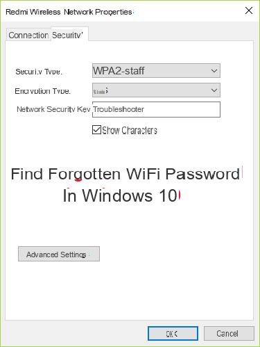 Find saved WiFi password on Windows 10