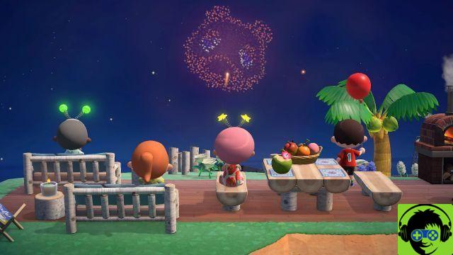Fogos de artifício mostram datas e horários de eventos em Animal Crossing: New Horizons