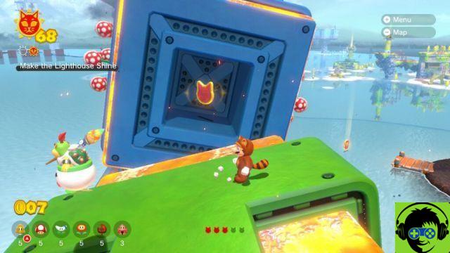 Mario 3D World: Bowser Fury - Como fazer todos os gatos brilharem | Guia 100% Roiling Roller Isle