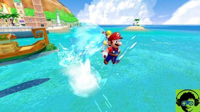 Quais são os controles de Super Mario Sunshine em Super Mario 3D All-Stars?