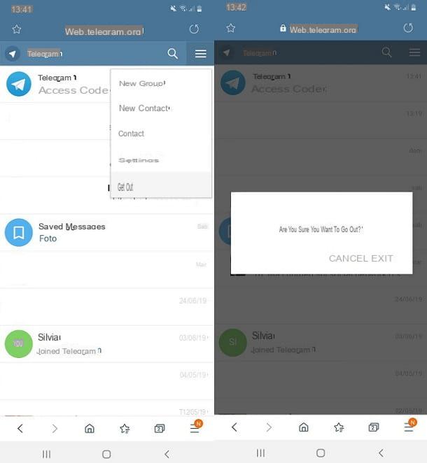 Comment se déconnecter de Telegram Web