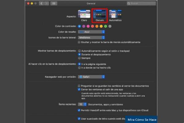 How can I enable or disable dark mode on my macOS computer?