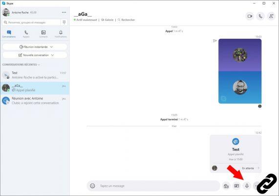 Como gravar uma mensagem de correio de voz em uma conversa no Skype?
