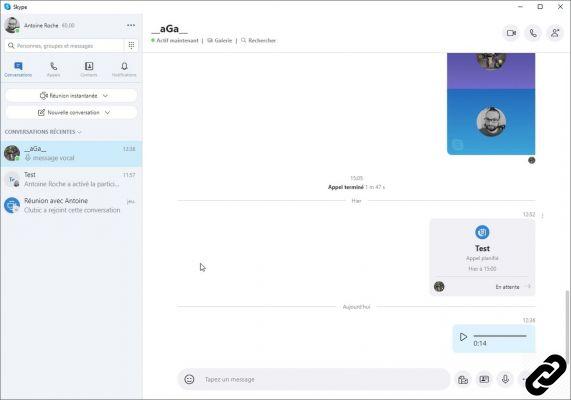 How to record a voicemail message in a Skype conversation?