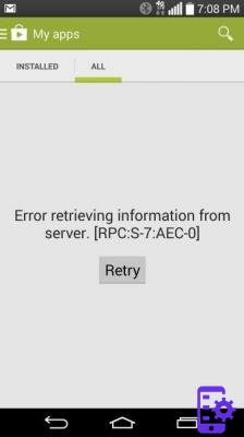 Errores de Play Store: error de DF-BPA, error de RPC