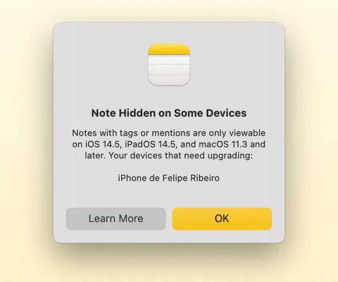 Les notes créées avec iOS 15 et macOS 12 ne sont pas disponibles dans les versions antérieures du système d'exploitation