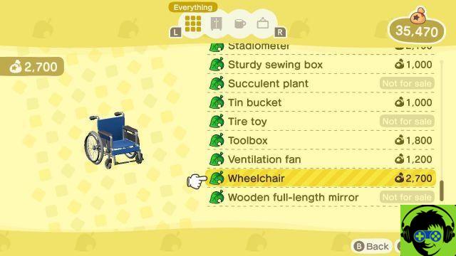 Dónde encontrar la silla de ruedas en Animal Crossing: New Horizons