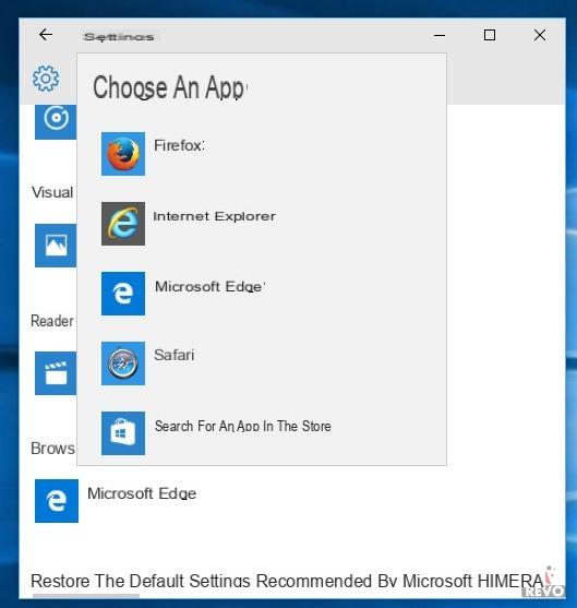 Cambiare browser predefinito in Windows 10