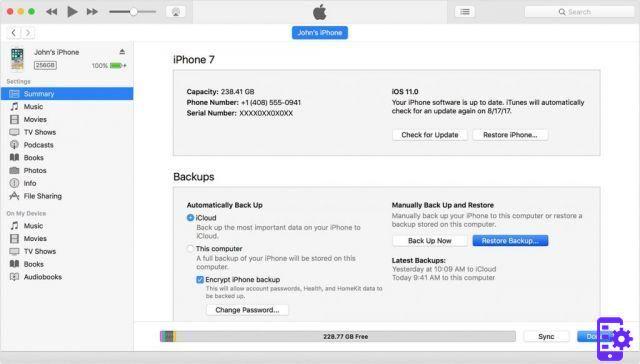 Comment restaurer l'iPhone via iTunes