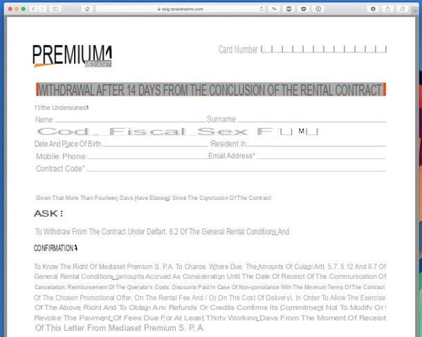 Cancelamento do PDF Mediaset Premium
