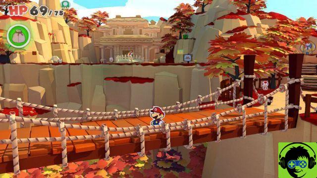 Paper Mario: The Origami King - Alcance o santuário de água | Passo a passo de Fall Mountain