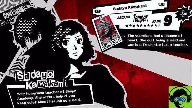 Persona 5 Royal - Guia do Confidante Sadayo Kawakami (Temperança)