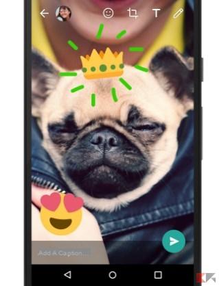 WhatsApp: emojis and drawings in photos and videos