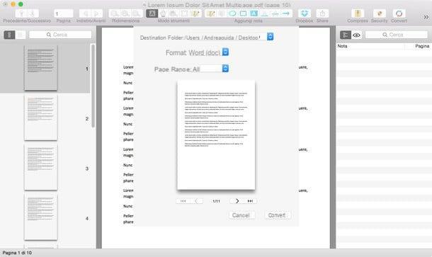 Come convertire PDF in Word Mac