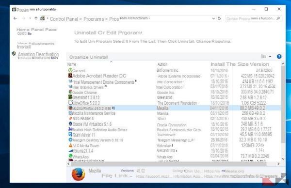 Uninstall programs in Windows