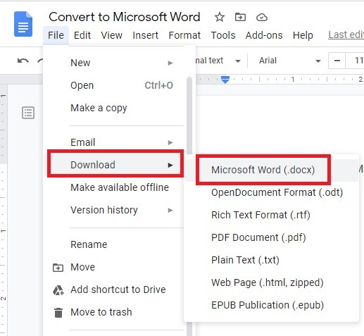 Como converter um Google Docs em um documento do Microsoft Word