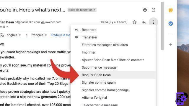 Como bloquear um remetente no Gmail?