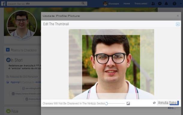 How to change the thumbnail of the Facebook profile photo